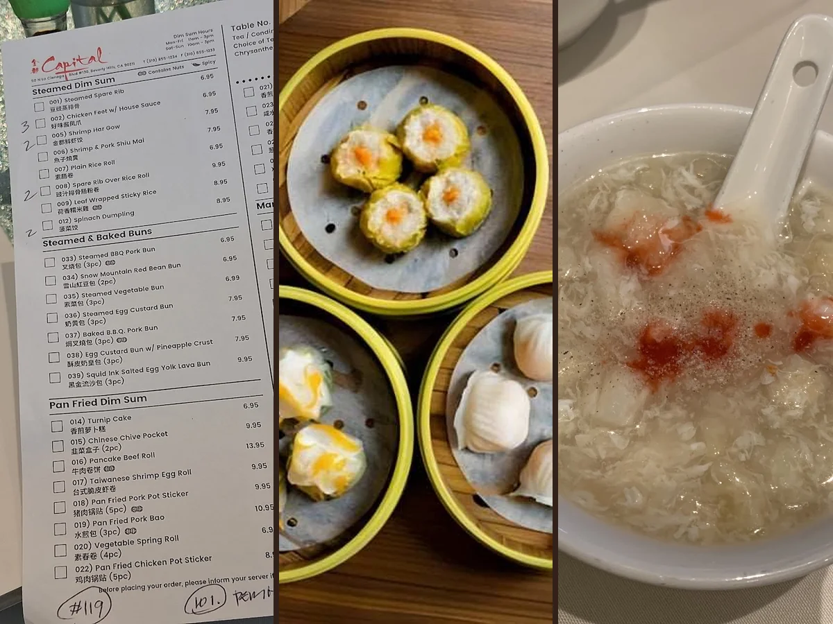 Dim sum restaurant interior with casual table service.